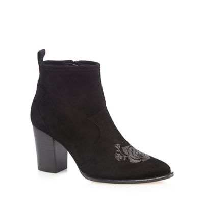 Black 'Brodidery' high ankle boots